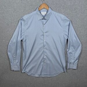 Ministry of Supply Apollo Shirt Mens XL Blue White Grid Performance Button Down